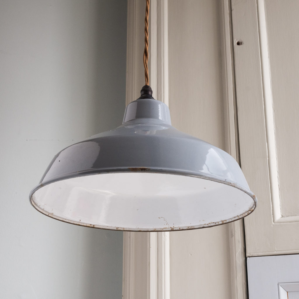 Grey enamelled light shade