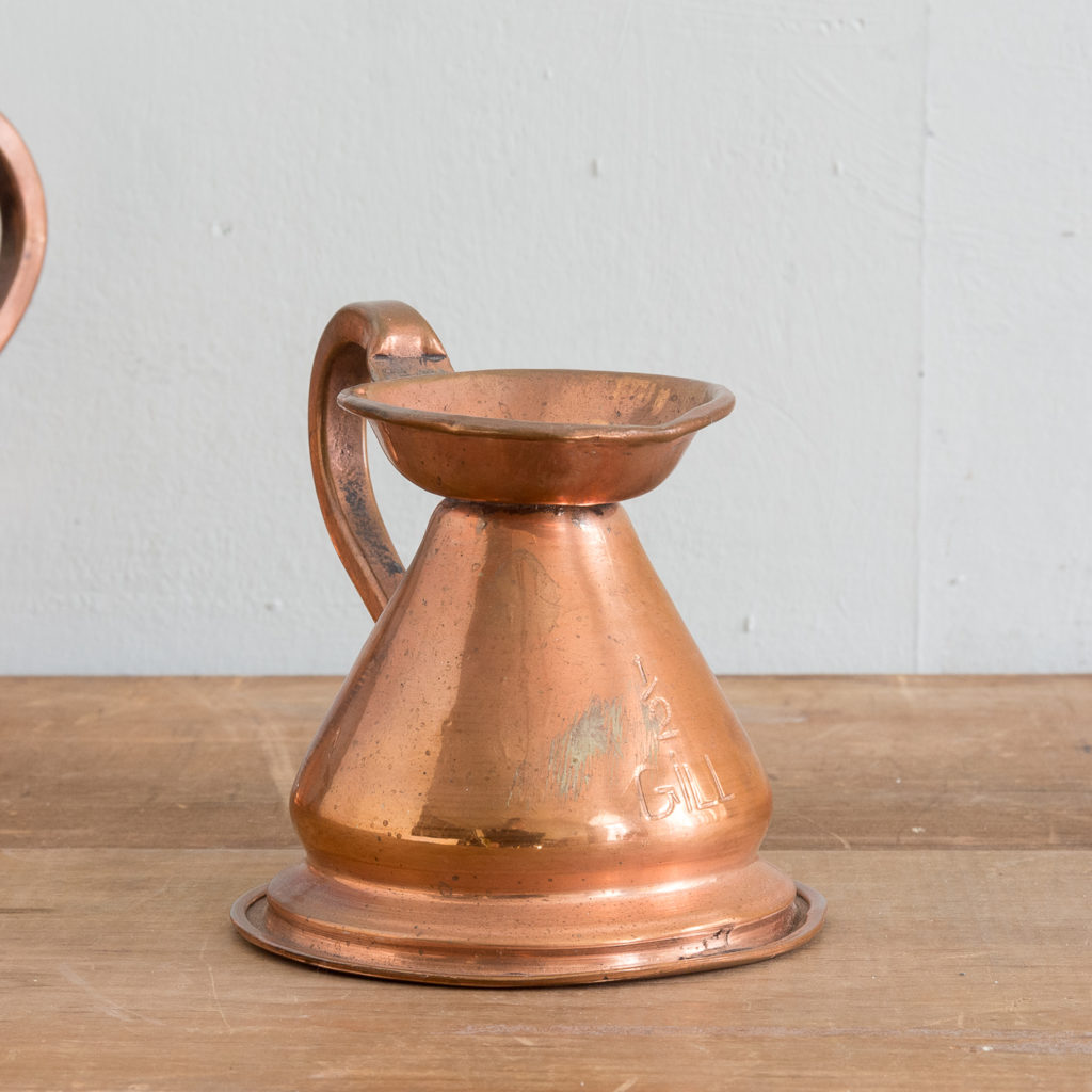 Graduated Victorian copper measuring jugs
