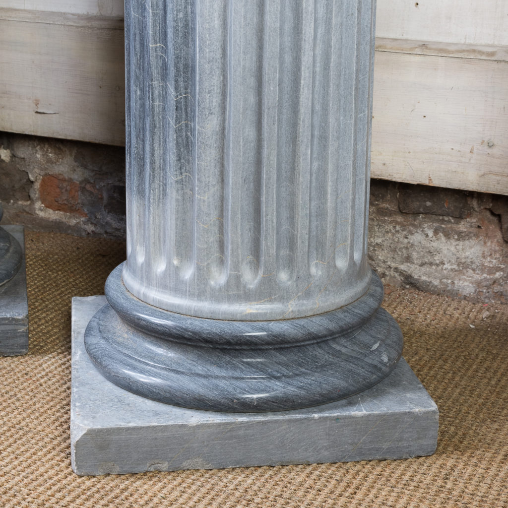 Pair of nineteenth century Bleu Turquin marble pedestals,