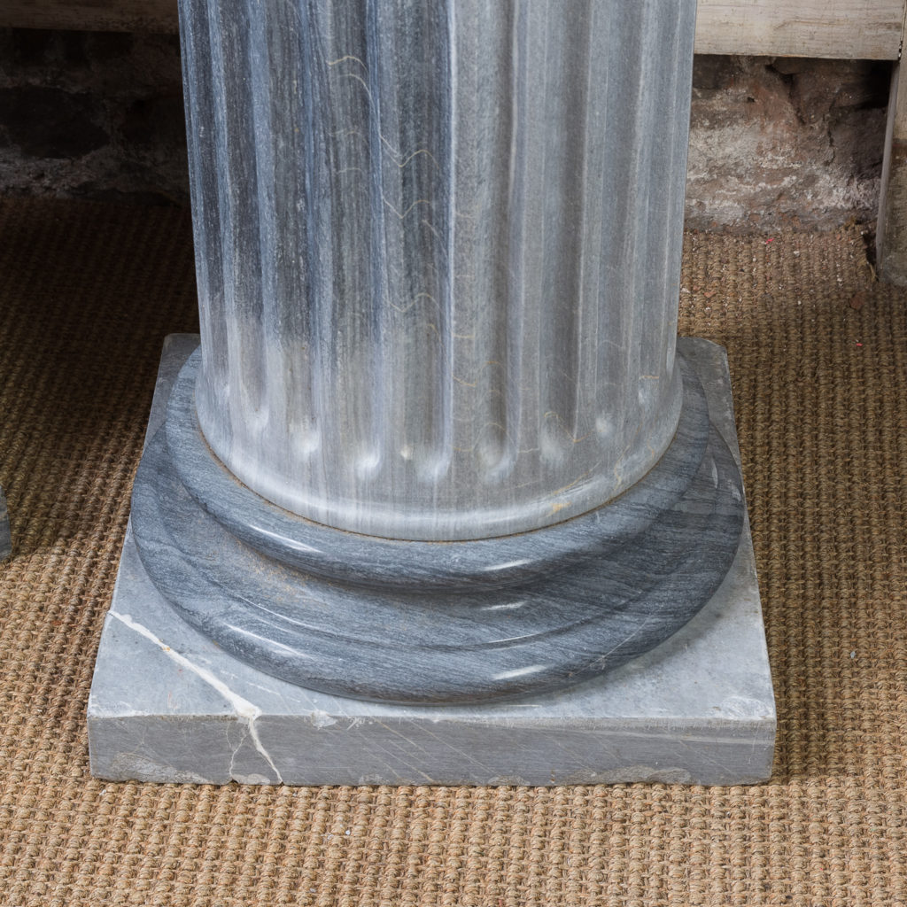 Pair of nineteenth century Bleu Turquin marble pedestals,