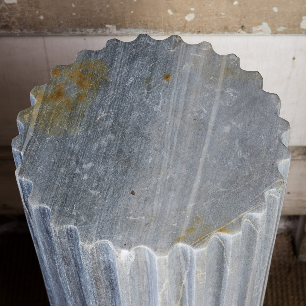 Pair of nineteenth century Bleu Turquin marble pedestals,