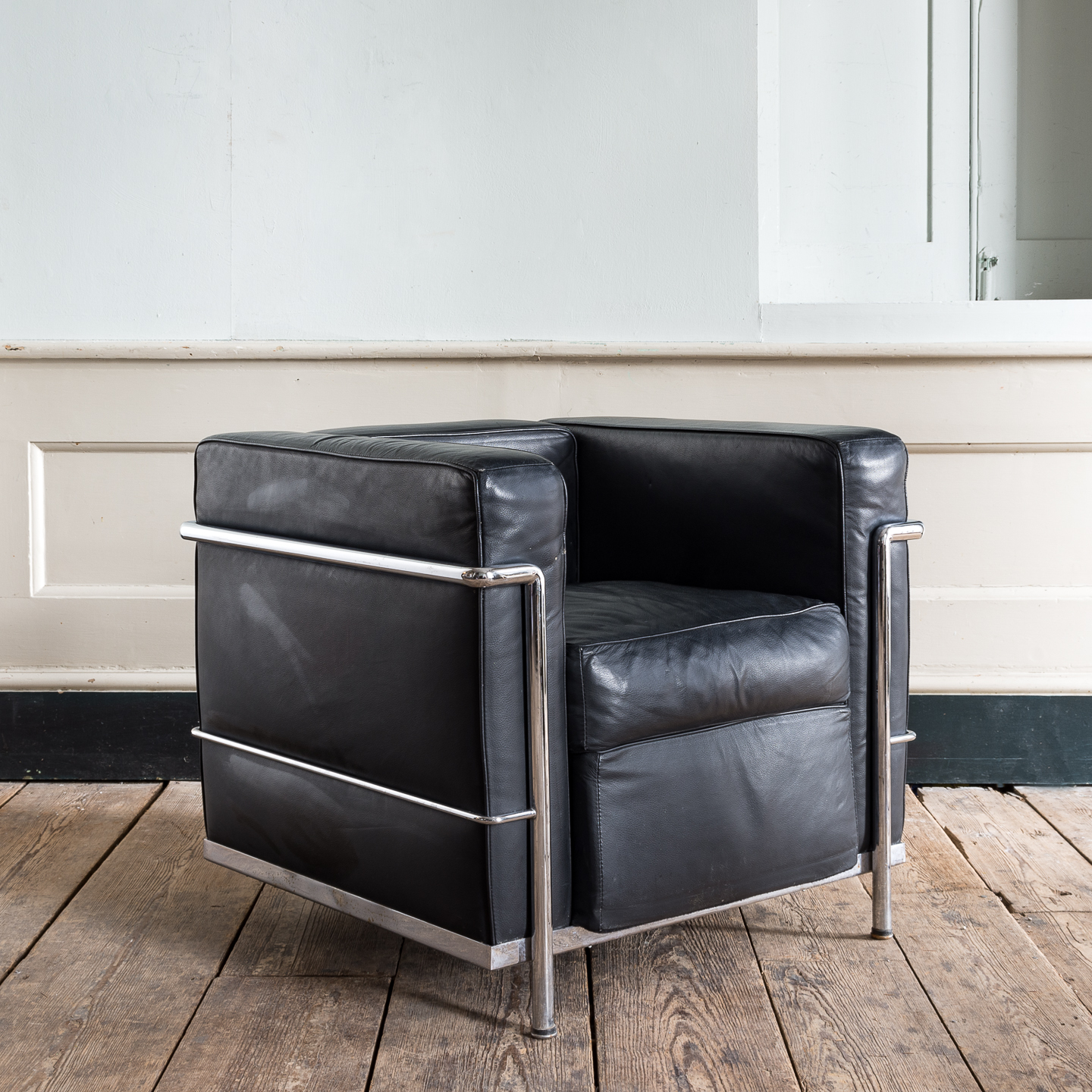 Black Leather Armchair Lassco, Chrome Leather Chair