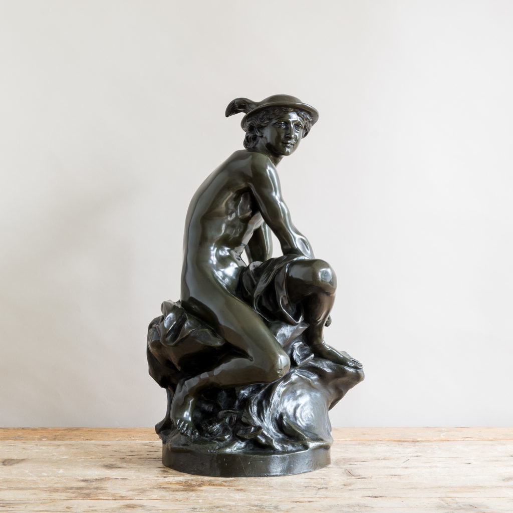 Bronze modelled on a seated Mercury by Jean-Baptiste Pigalle