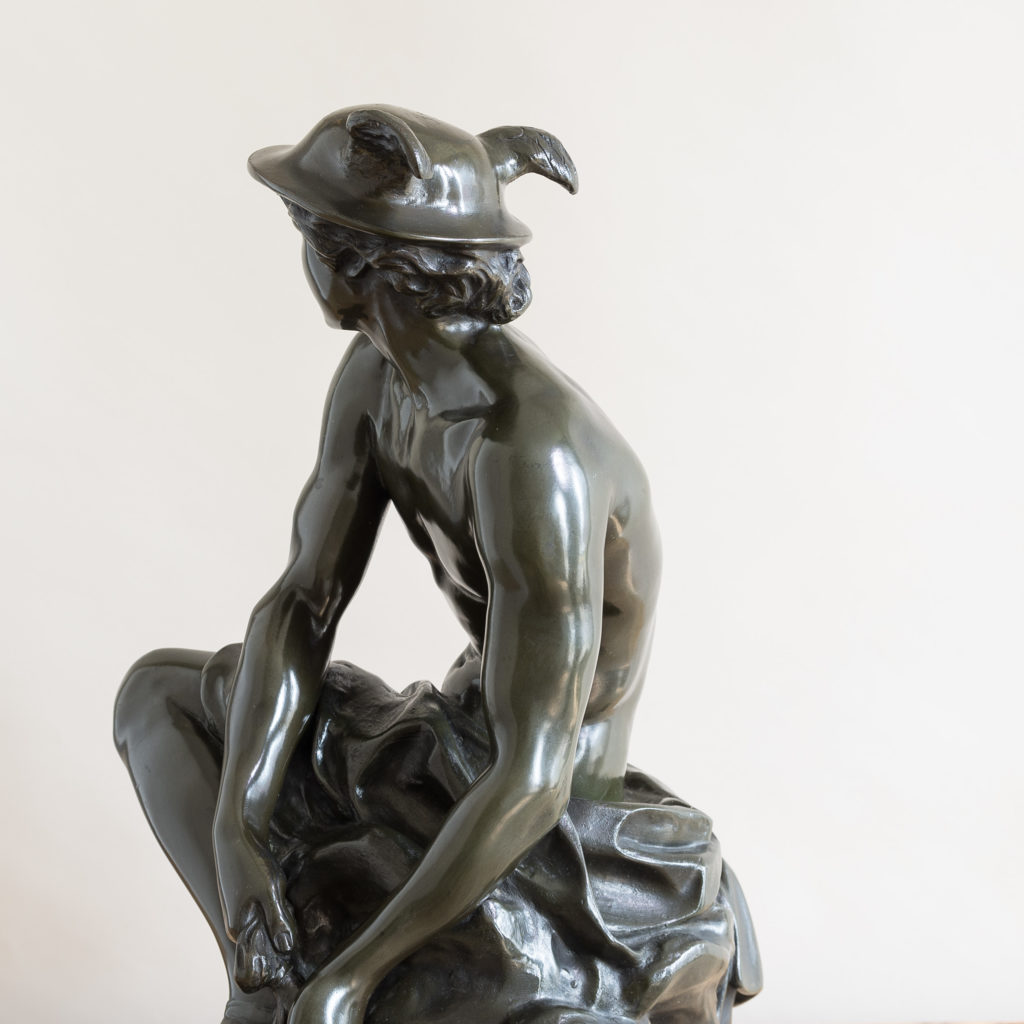 Bronze modelled on a seated Mercury by Jean-Baptiste Pigalle