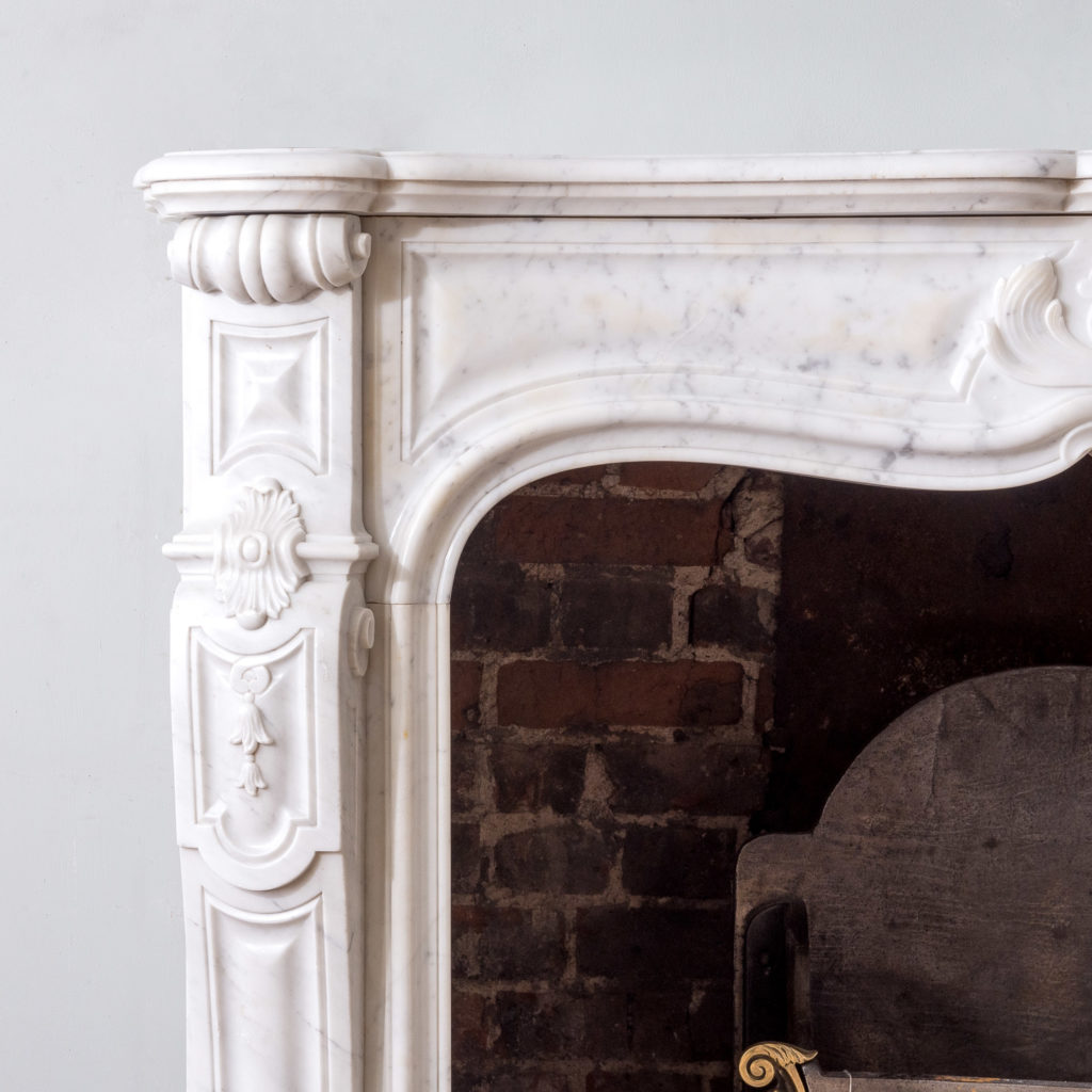 French Louis XV style Carrara marble fireplace