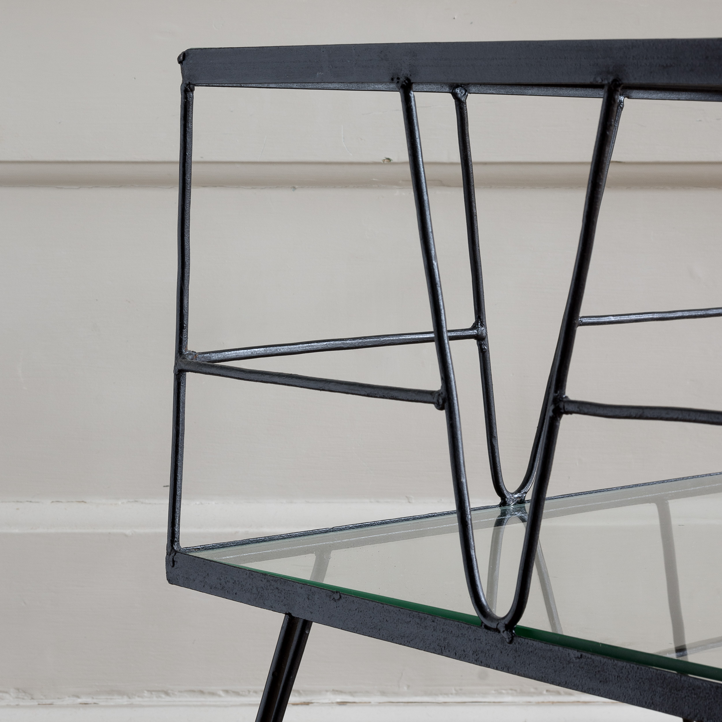 Mid twentieth century American wrought iron corner table LASSCO