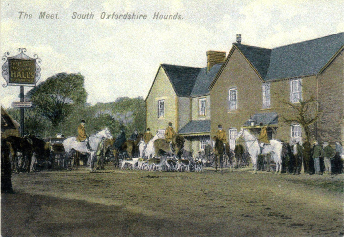 The South Oxfordshire Hunt, Hand coloured photographic postcard, early 20thC
