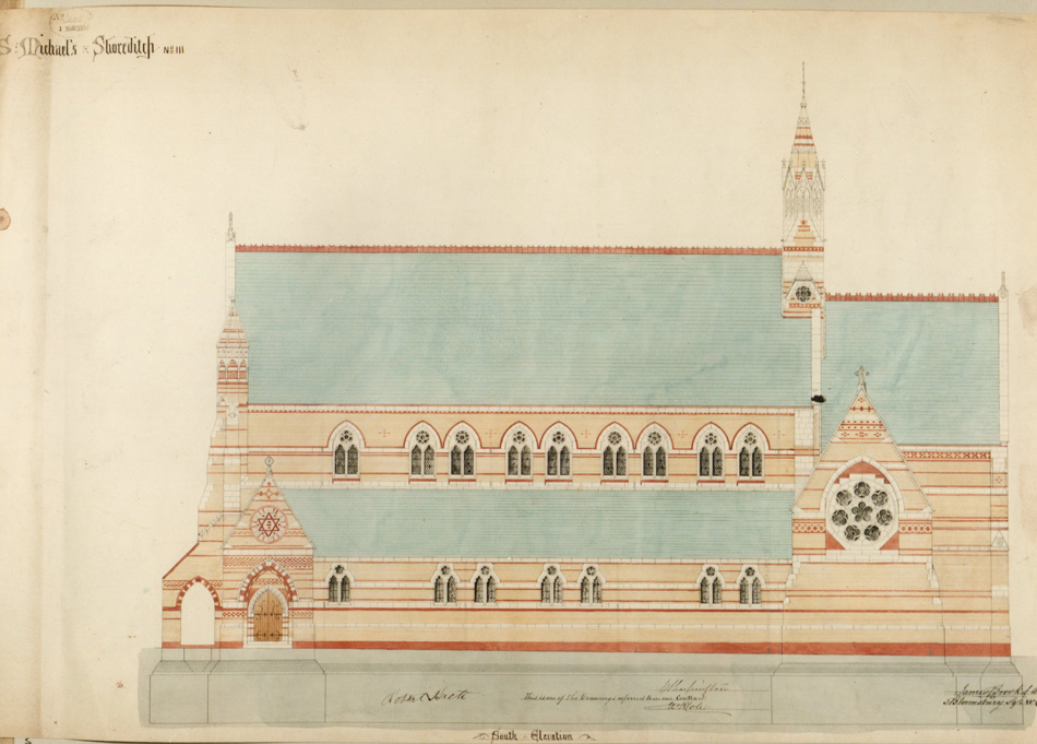 St Michael and All Angels – South elevation. A small park has been created along this flank of the church.