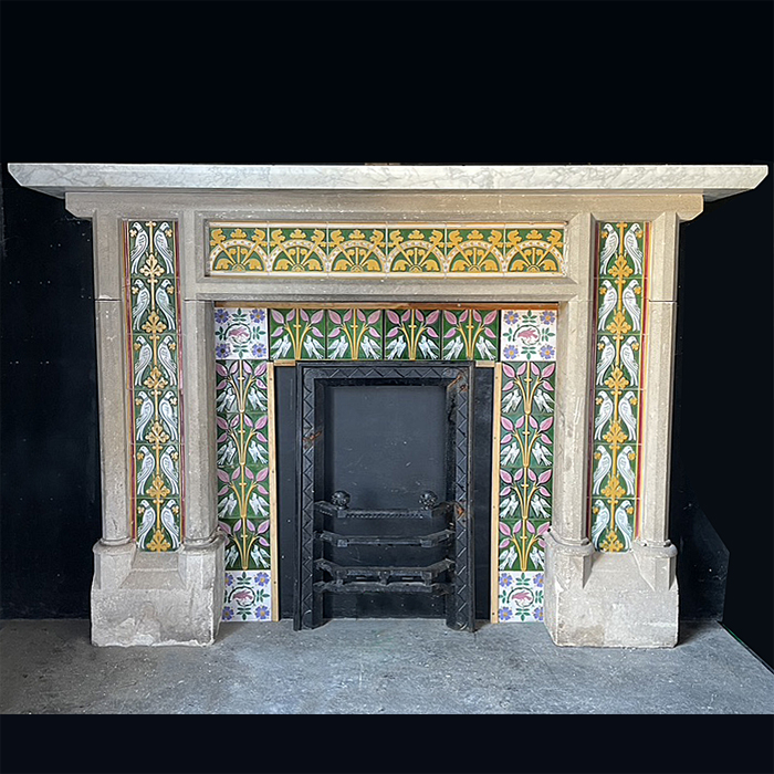 Victorian tiled chimneypiece