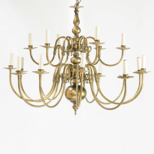 Eighteen light Flemish style brass chandelier,