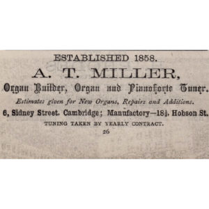 Miller label fond on another of their organs