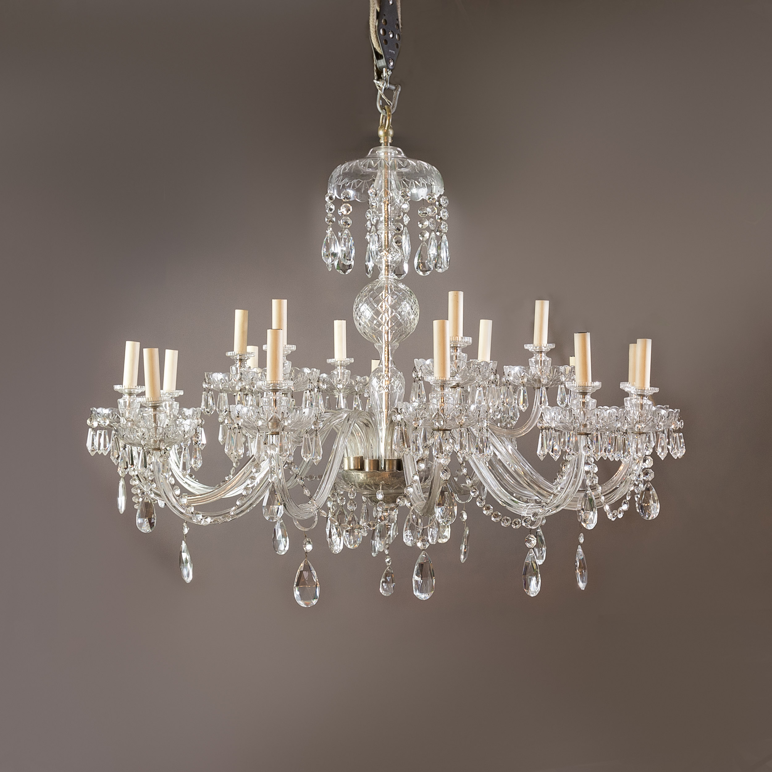Eighteen branch cut glass chandelier LASSCO England s prime