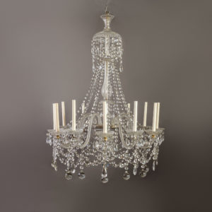 English georgian crystal and brass chandelier