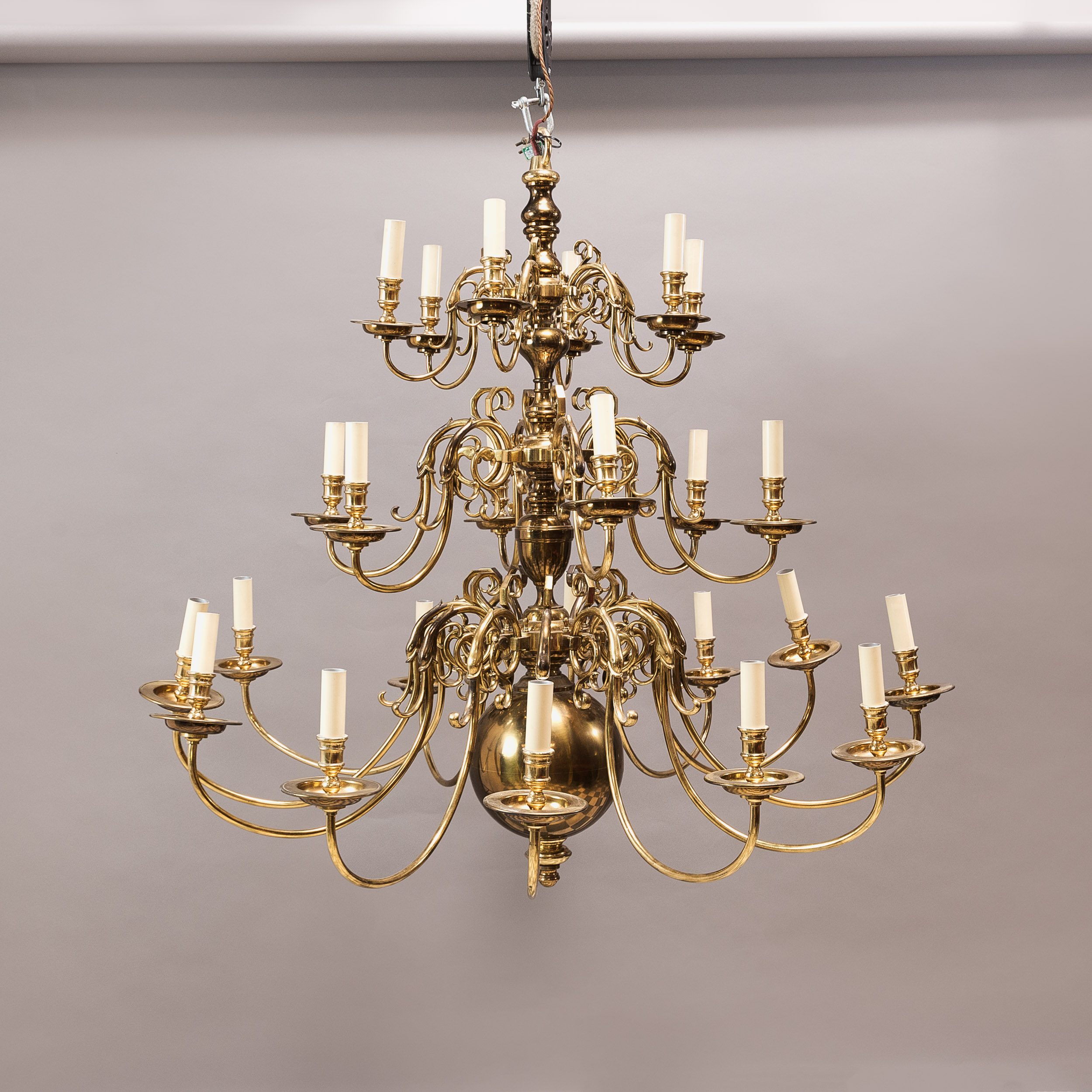 Large Dutch style brass chandelier, - LASSCO - England's prime