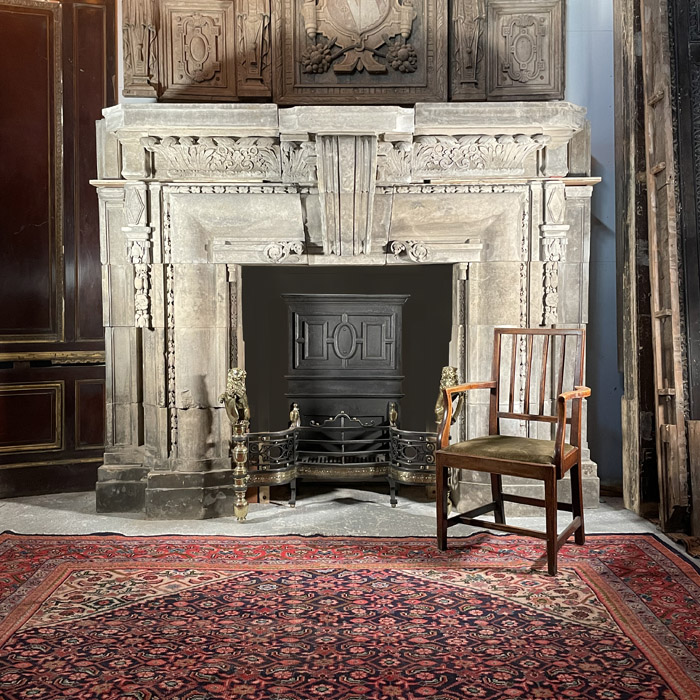 The Eton Museum Chimneypiece at LASSCO Three Pigeons - the first time it has stood upright since 1935