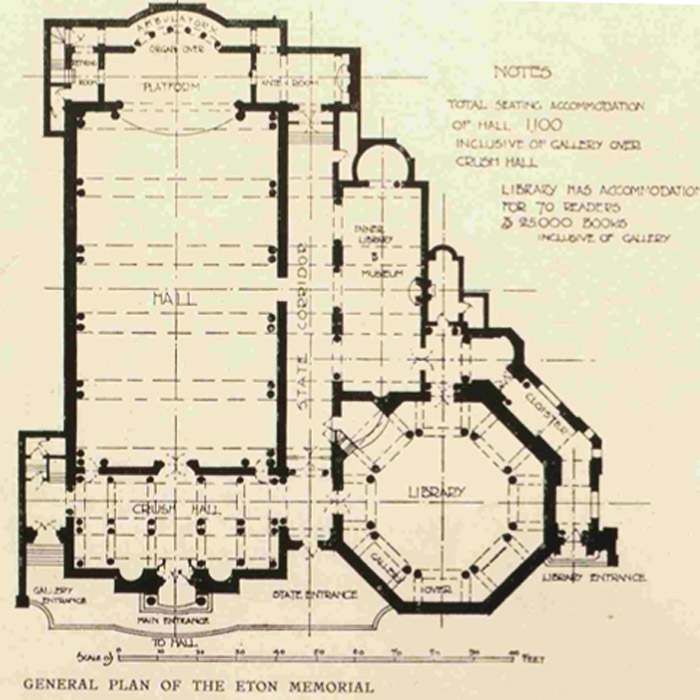 Memorial Hall at Eton College - plan