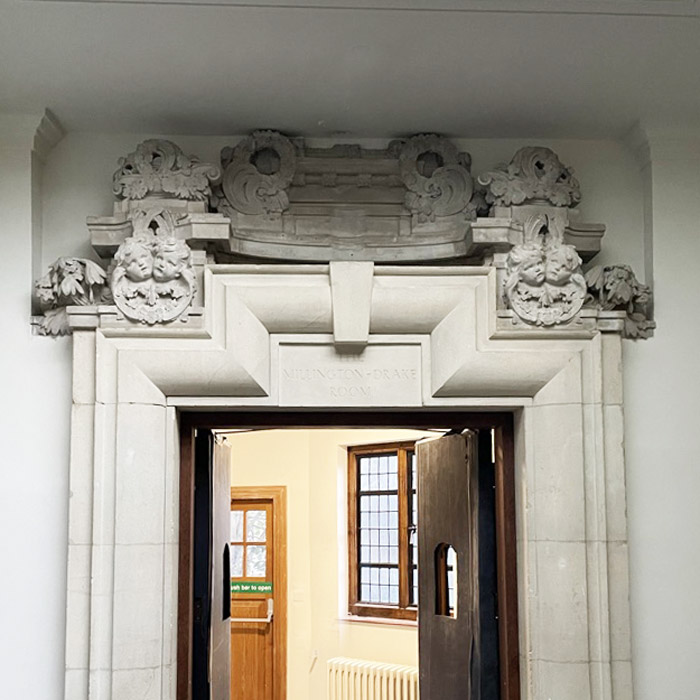 Some elements of the fireplace overmantle were incorporated into doorcases.