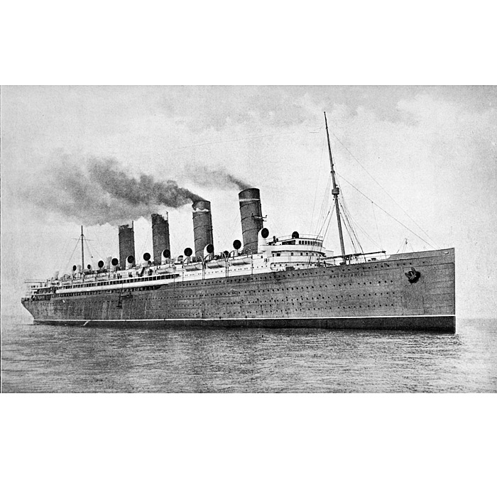 RMS Mauretania - pictured at the mouth of the Tyne during trials