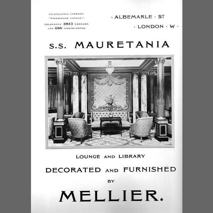 Mellier & Co. were pleased to publicised their work on the Mauretania