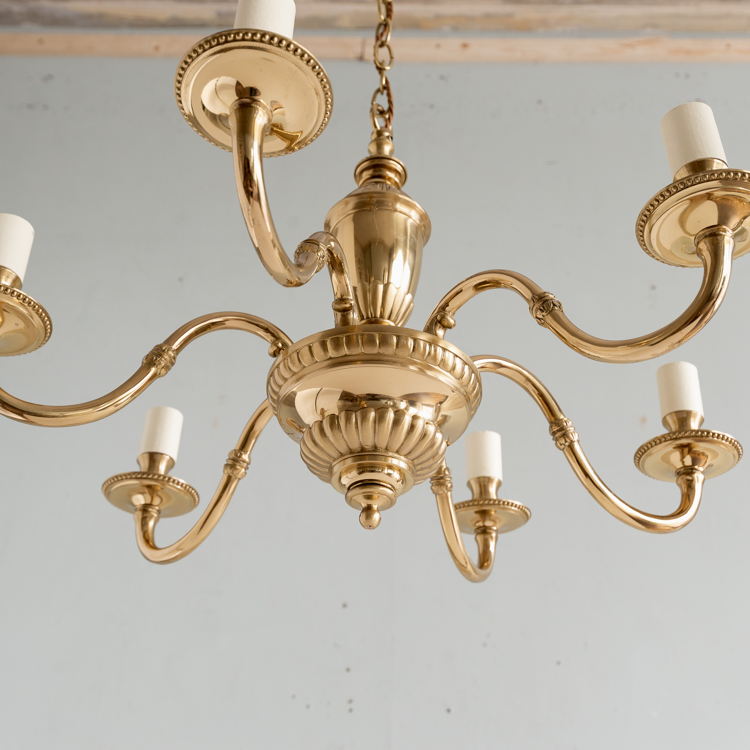 Six branch brass chandeliers LASSCO England s prime resource