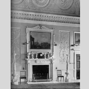 The Dining Room at Bowood House by Robert Adam - nb. the raised foliate ornament in the recessed panels.