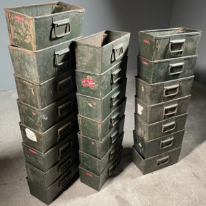 vintage industrial stacking boxes
