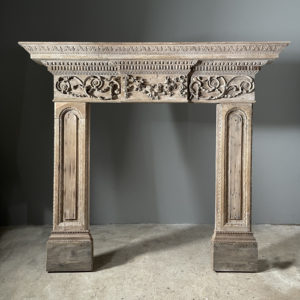 Antique carved wooden fireplace