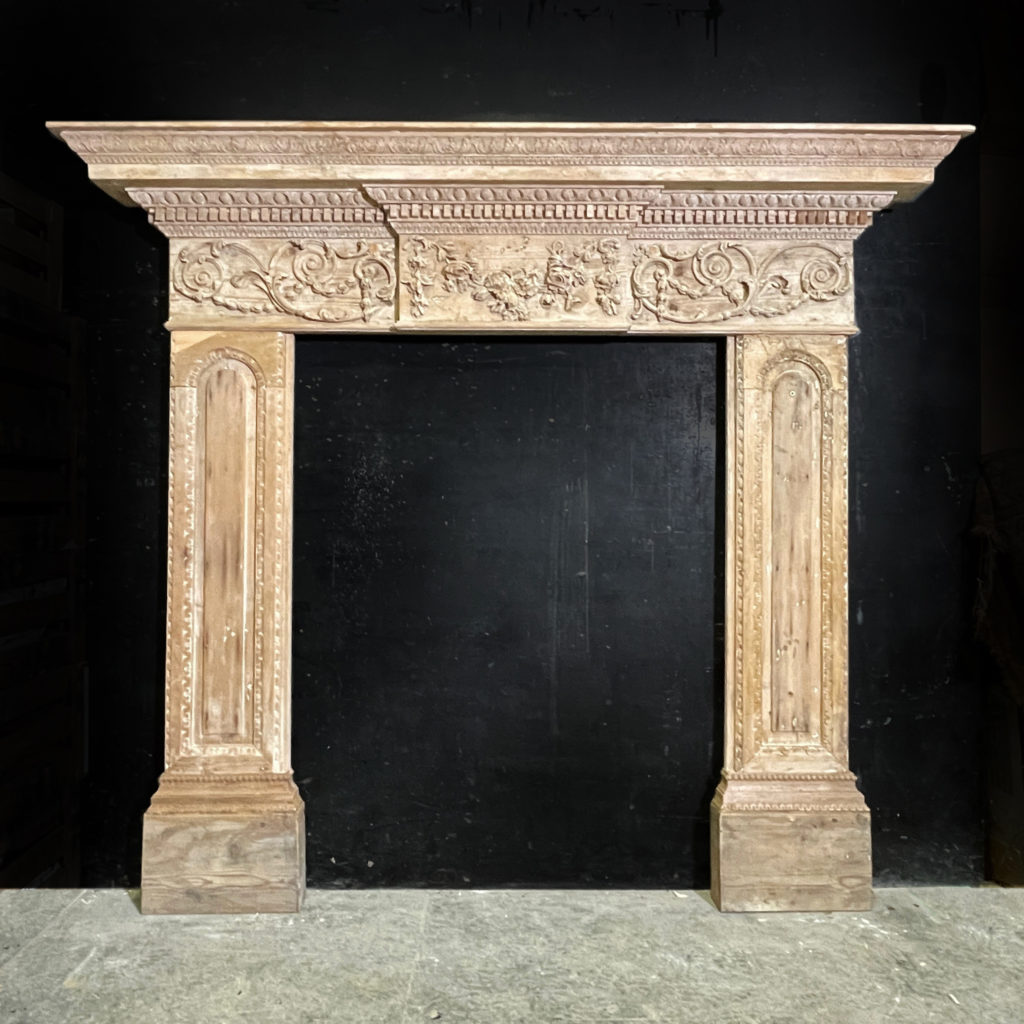 Carved wooden fireplace